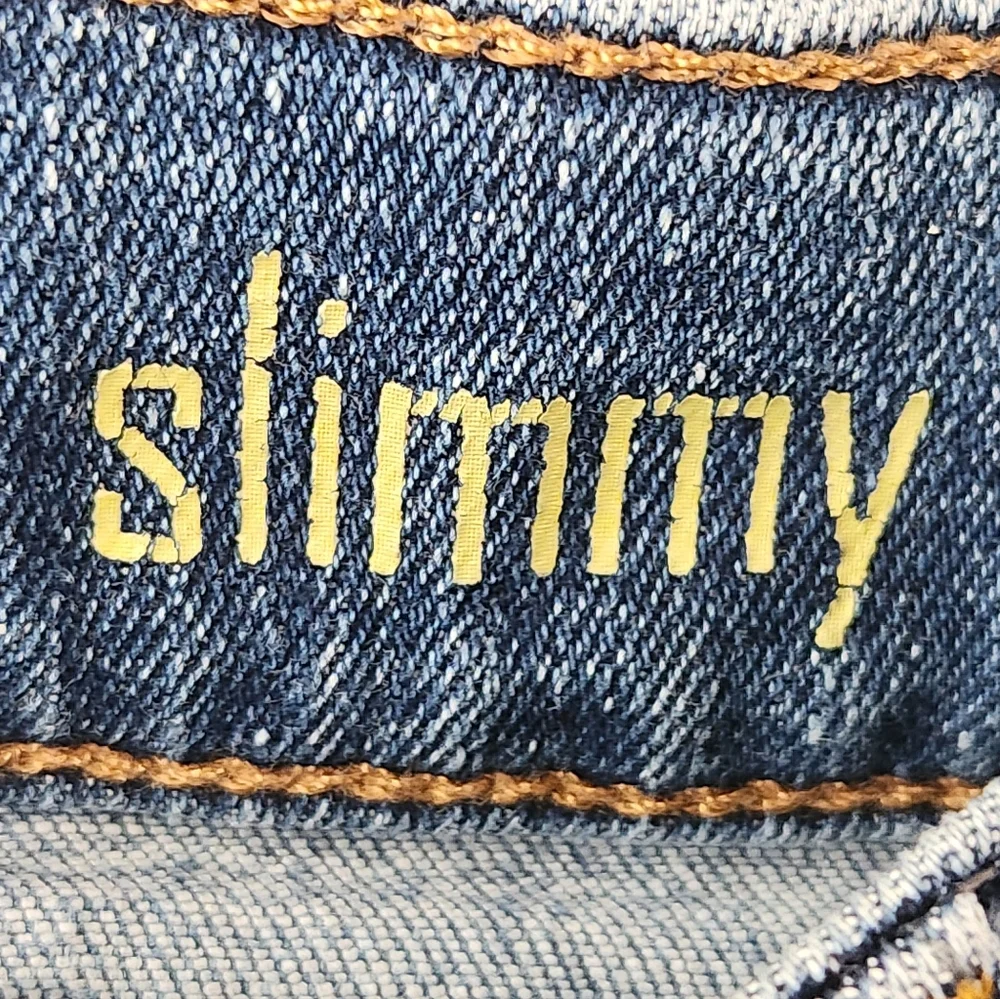 7 For‎ All Mankind Slimmy Jeans Straight Leg Medium Wash Blue Denim Size 33